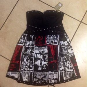 Strapless flared short dress👻 gothic/dark/anarchy